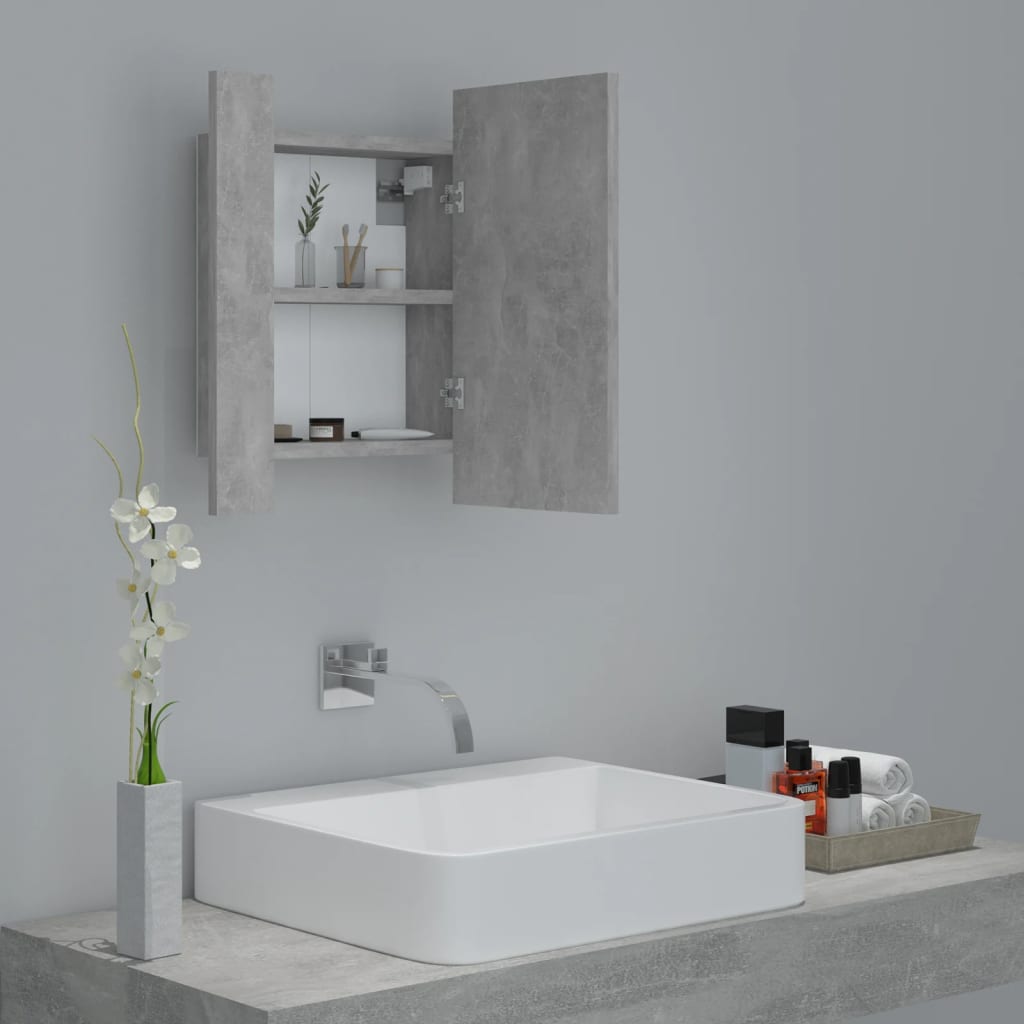 vidaXL LED Bathroom Mirror Cabinet Concrete Grey 40x12x45 cm