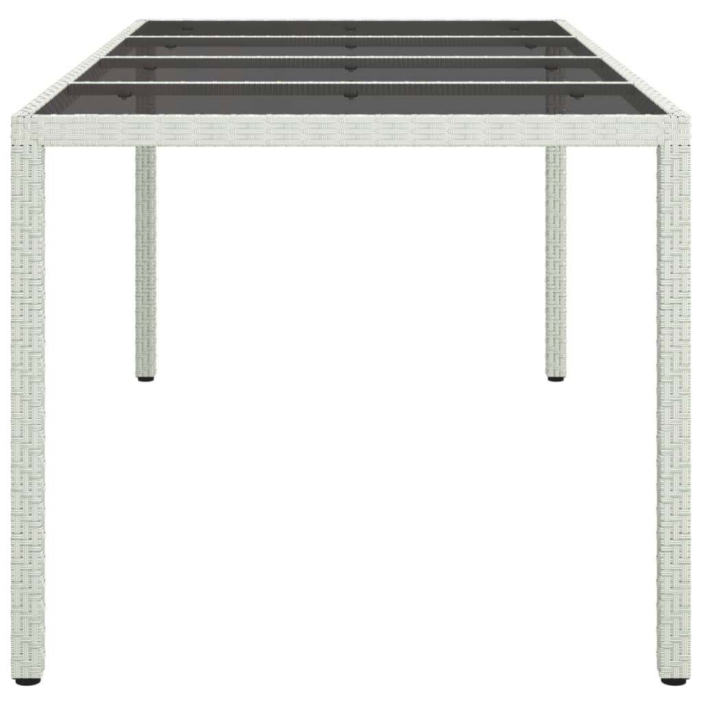 vidaXL Garden Table White 190x90x75 cm Tempered Glass and Poly Rattan