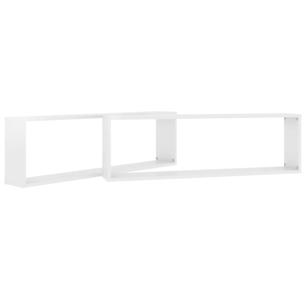 vidaXL Wall Cube Shelf 2 pcs High Gloss White 100x15x30 cm Engineered Wood