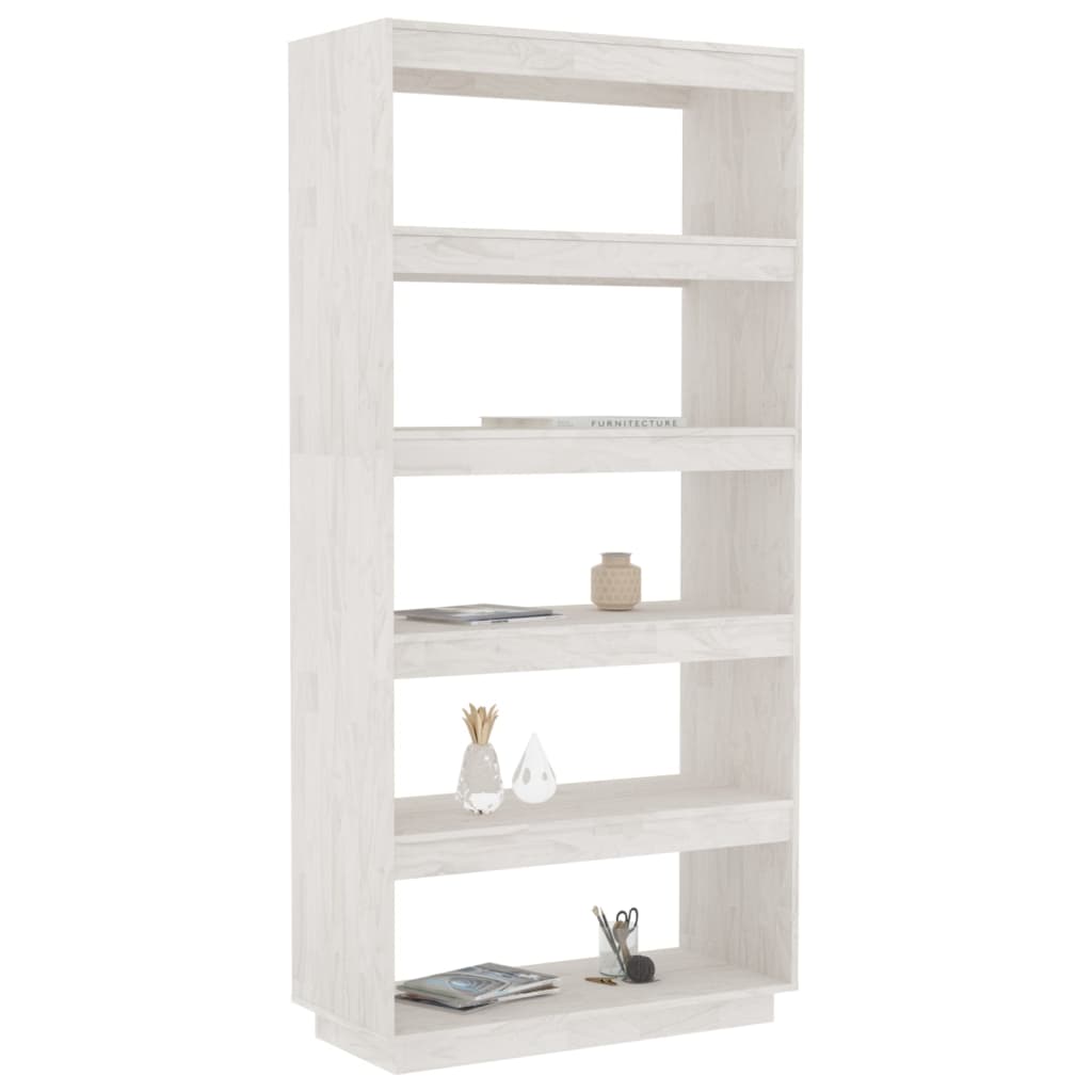 vidaXL Book Cabinet/Room Divider White 80x35x167 cm Solid Pinewood