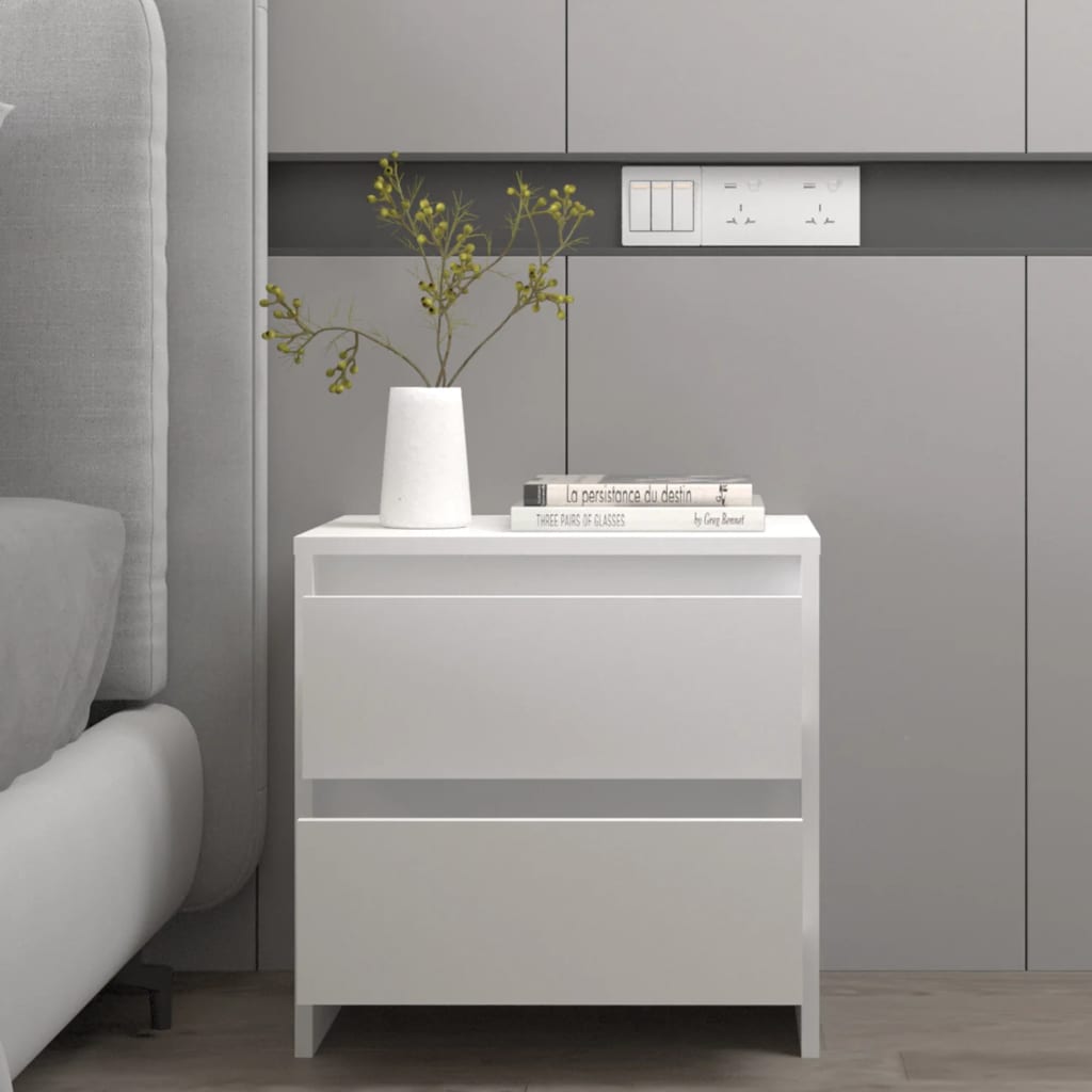 vidaXL Bedside Cabinet White 45x34.5x44.5 cm Engineered Wood