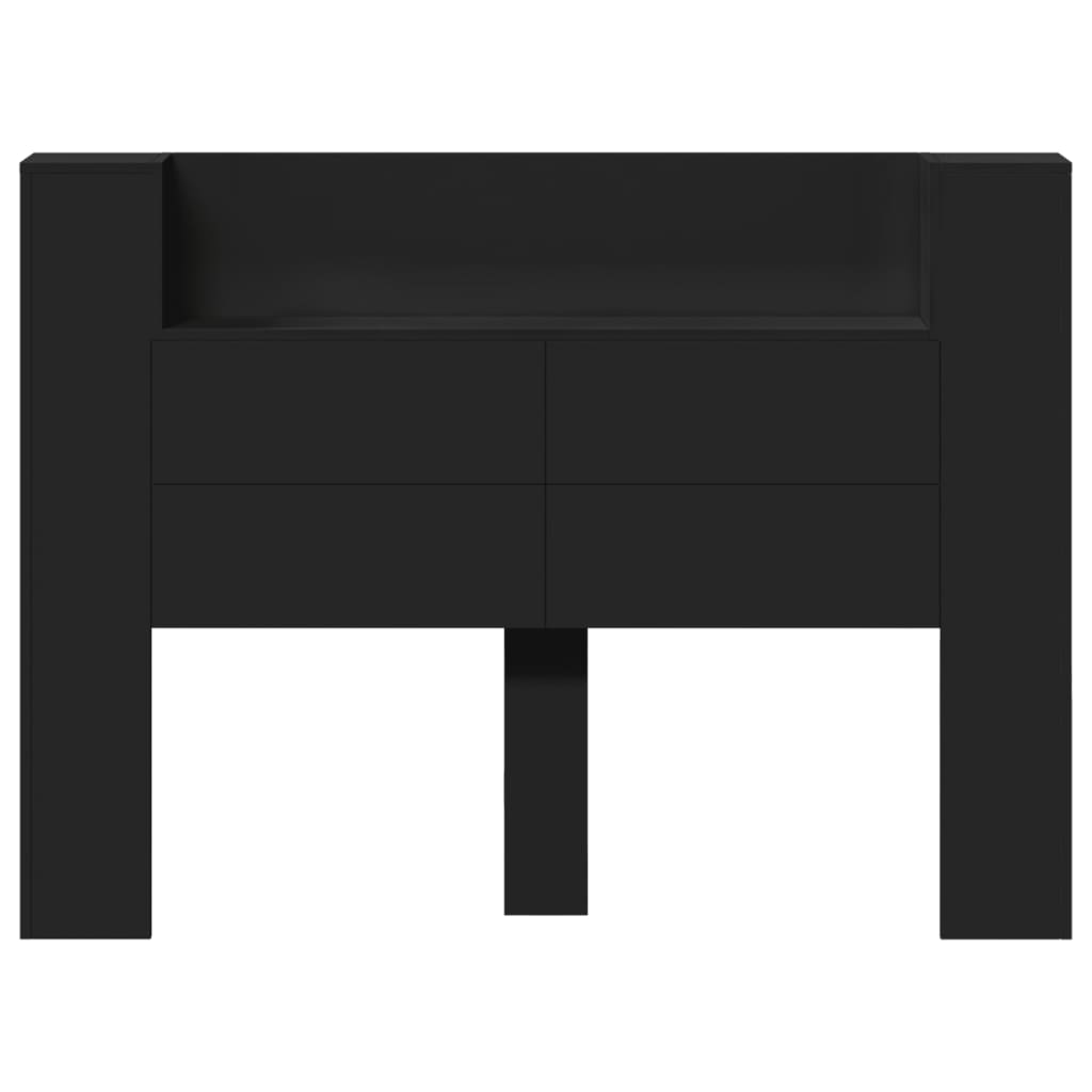 vidaXL Headboard Cabinet with LED Black 140x16.5x103.5 cm