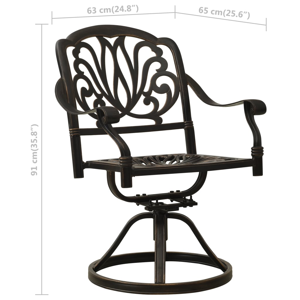 vidaXL Swivel Garden Chairs 2 pcs Cast Aluminium Bronze