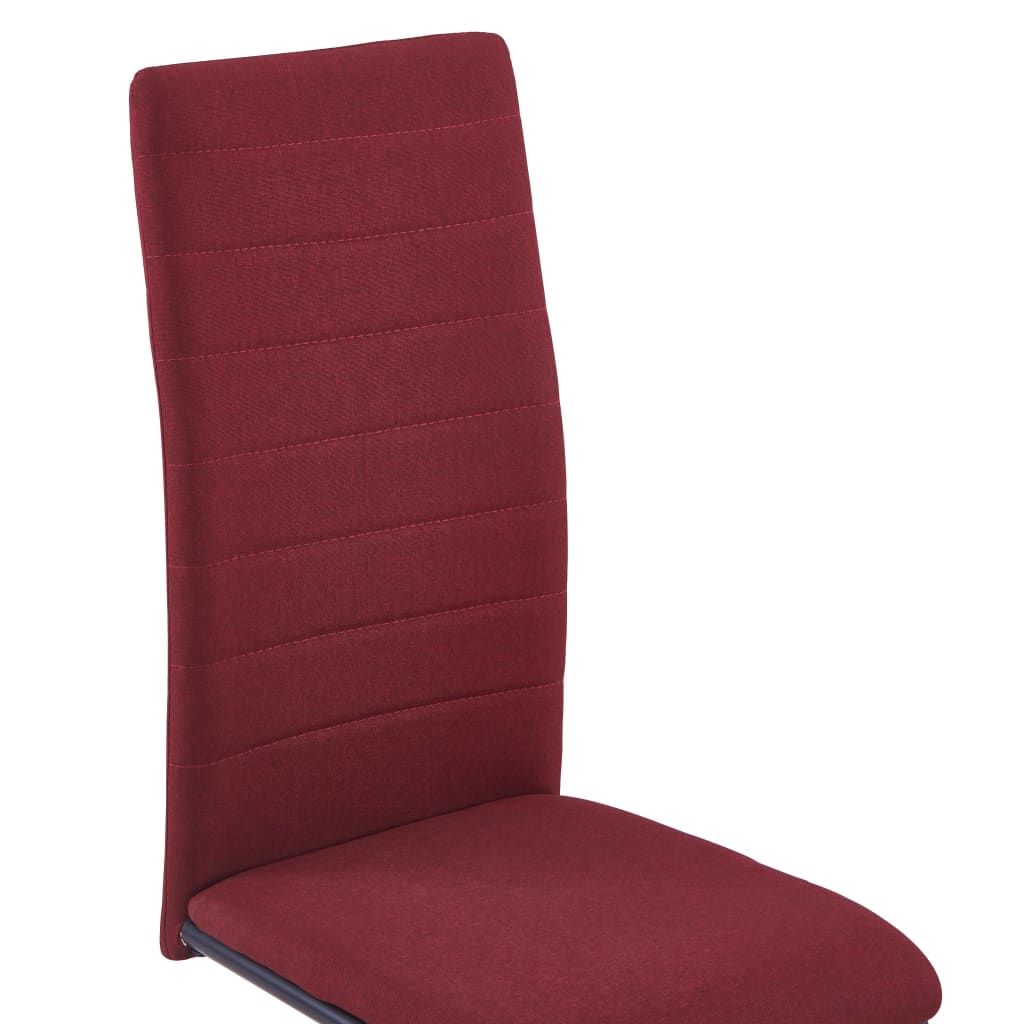 vidaXL Cantilever Dining Chairs 6 pcs Wine Fabric