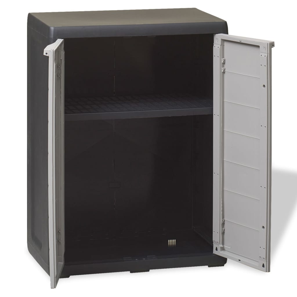 vidaXL Garden Storage Cabinet with 1 Shelf Black and Grey