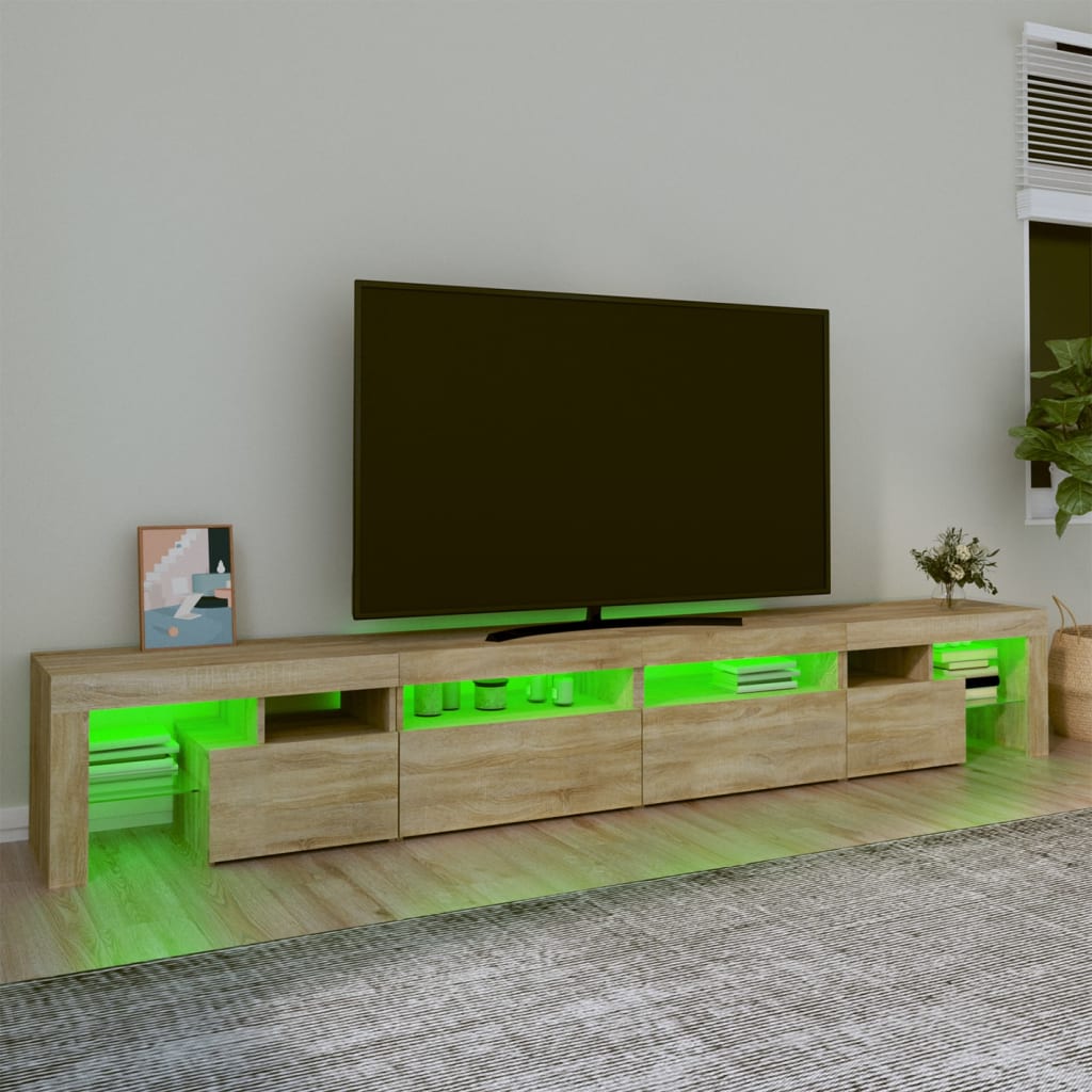 vidaXL TV Cabinet with LED Lights Sonoma Oak 260x36.5x40 cm