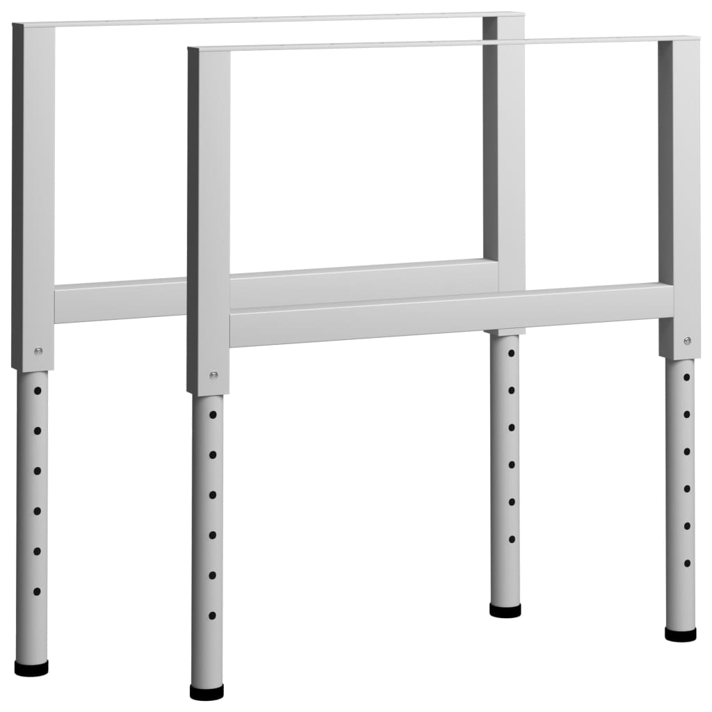 vidaXL Adjustable Work Bench Frames 2 pcs Metal 85x(69-95.5) cm Grey