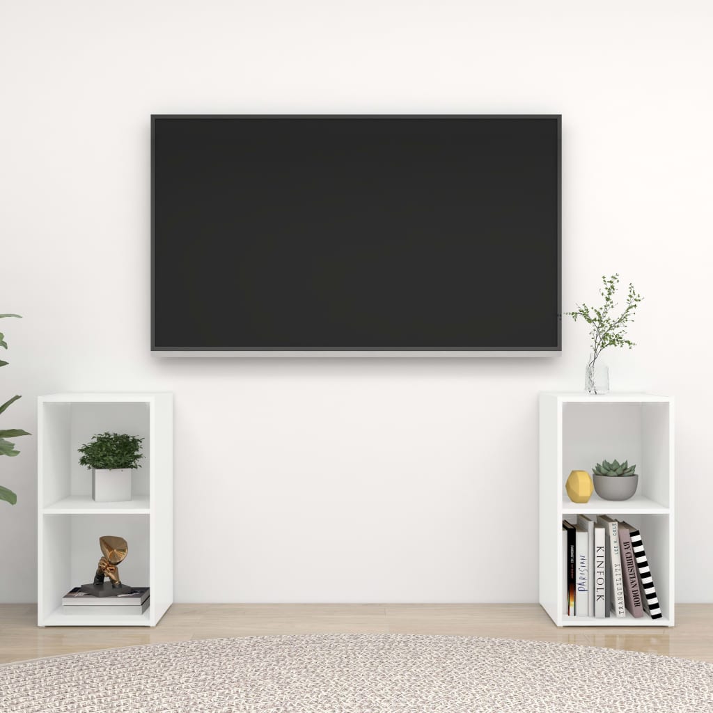 vidaXL TV Cabinets 2 pcs White 72x35x36.5 cm Engineered Wood