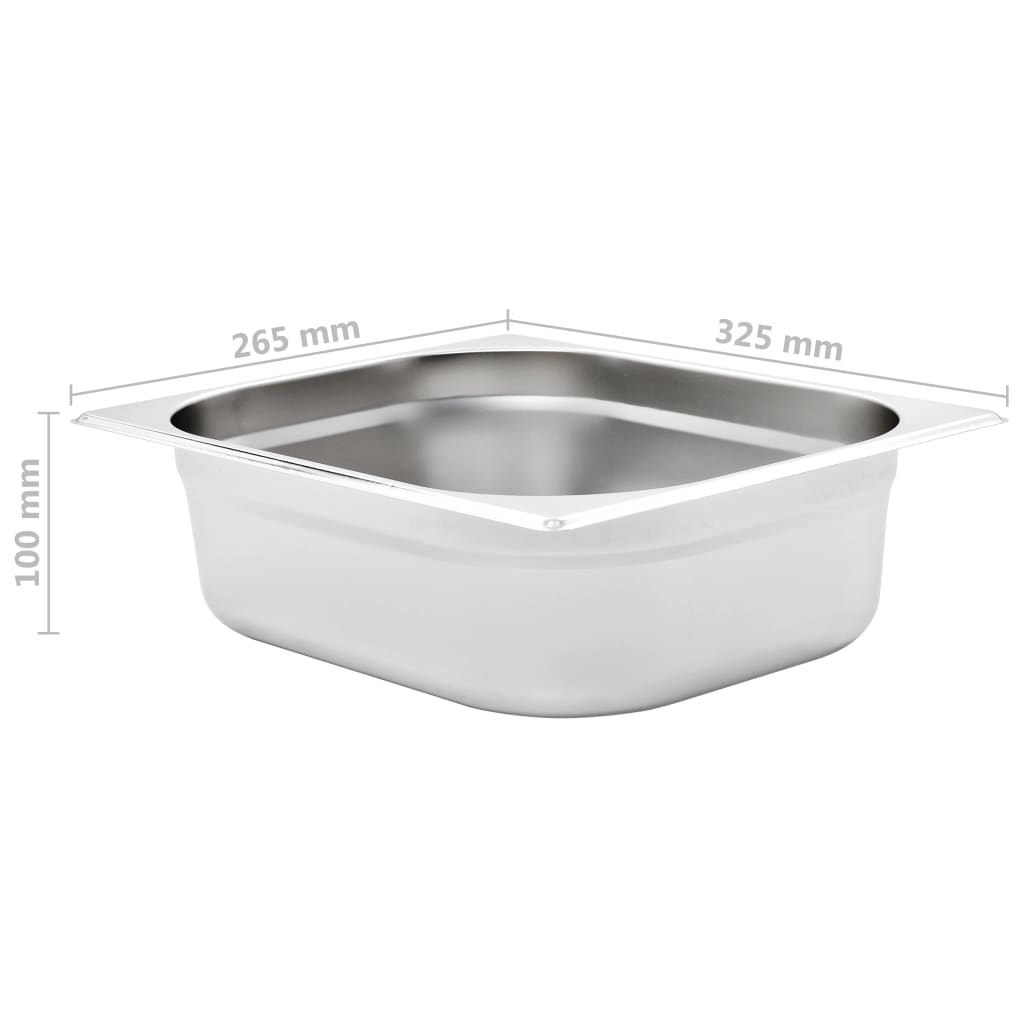 vidaXL Gastronorm Containers 4 pcs GN 1/2 100 mm Stainless Steel