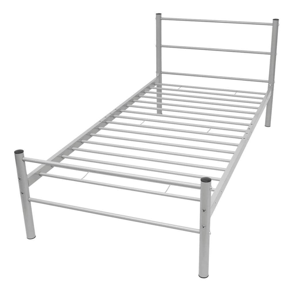vidaXL Bed Frame Grey Metal 106x203 cm King Single Size