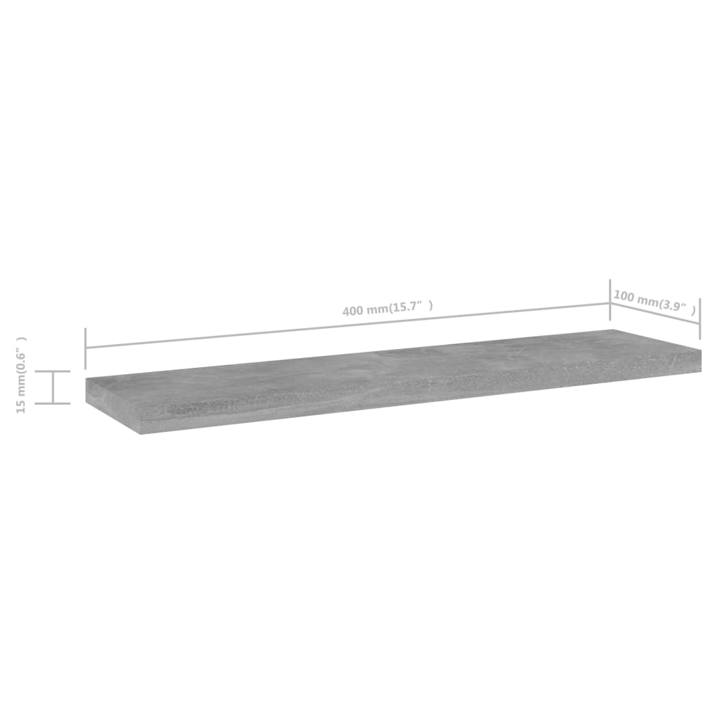 vidaXL Bookshelf Boards 4 pcs Concrete Grey 40x10x1.5 cm Engineered Wood