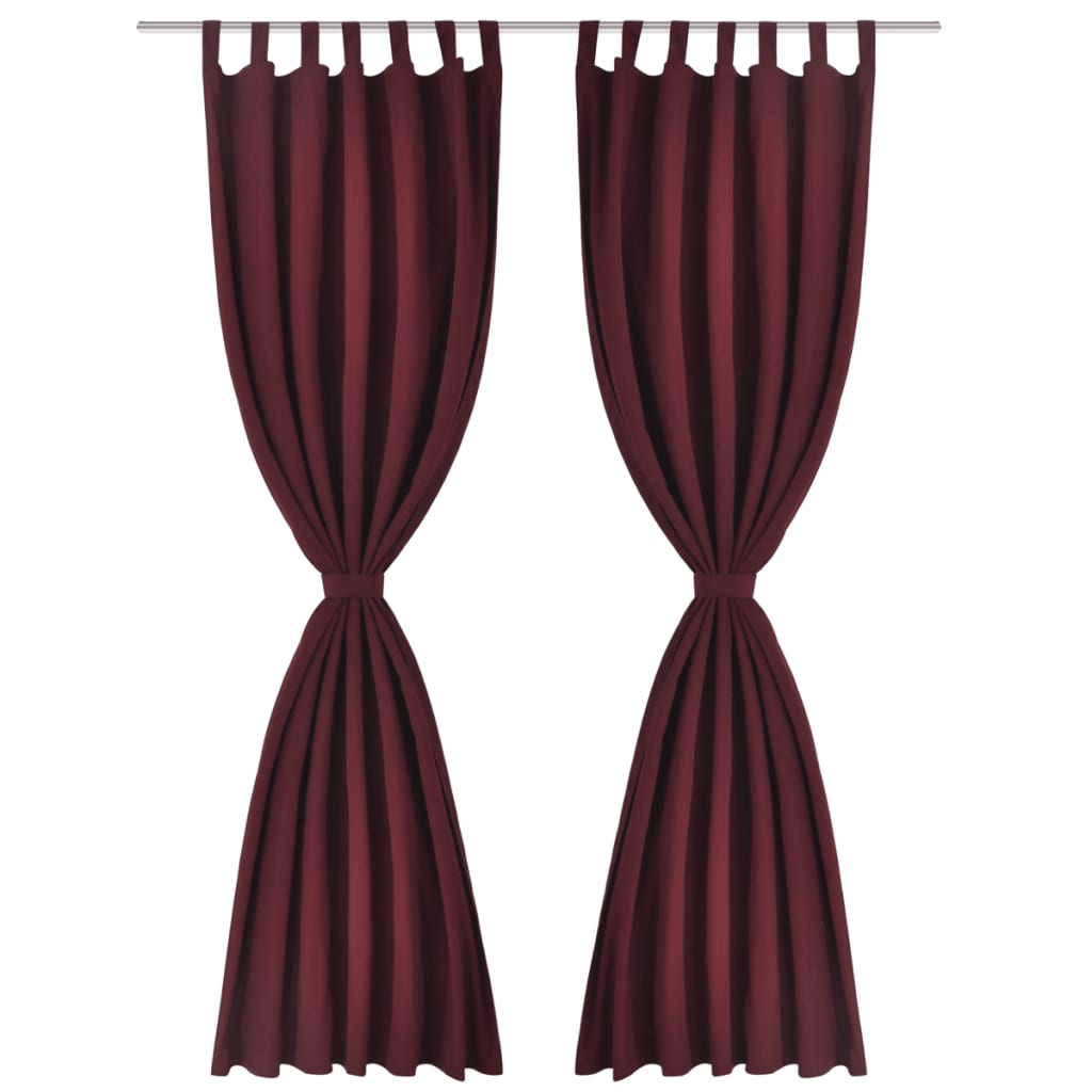 2 pcs Bordeaux Micro-Satin Curtains with Loops 140 x 175 cm