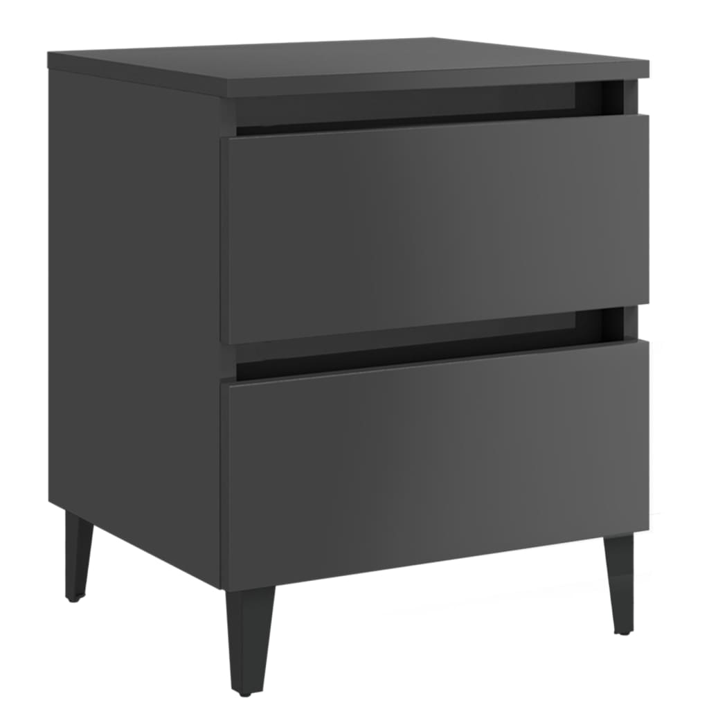 vidaXL Bed Cabinet High Gloss Grey 40x35x50 cm Engineered Wood