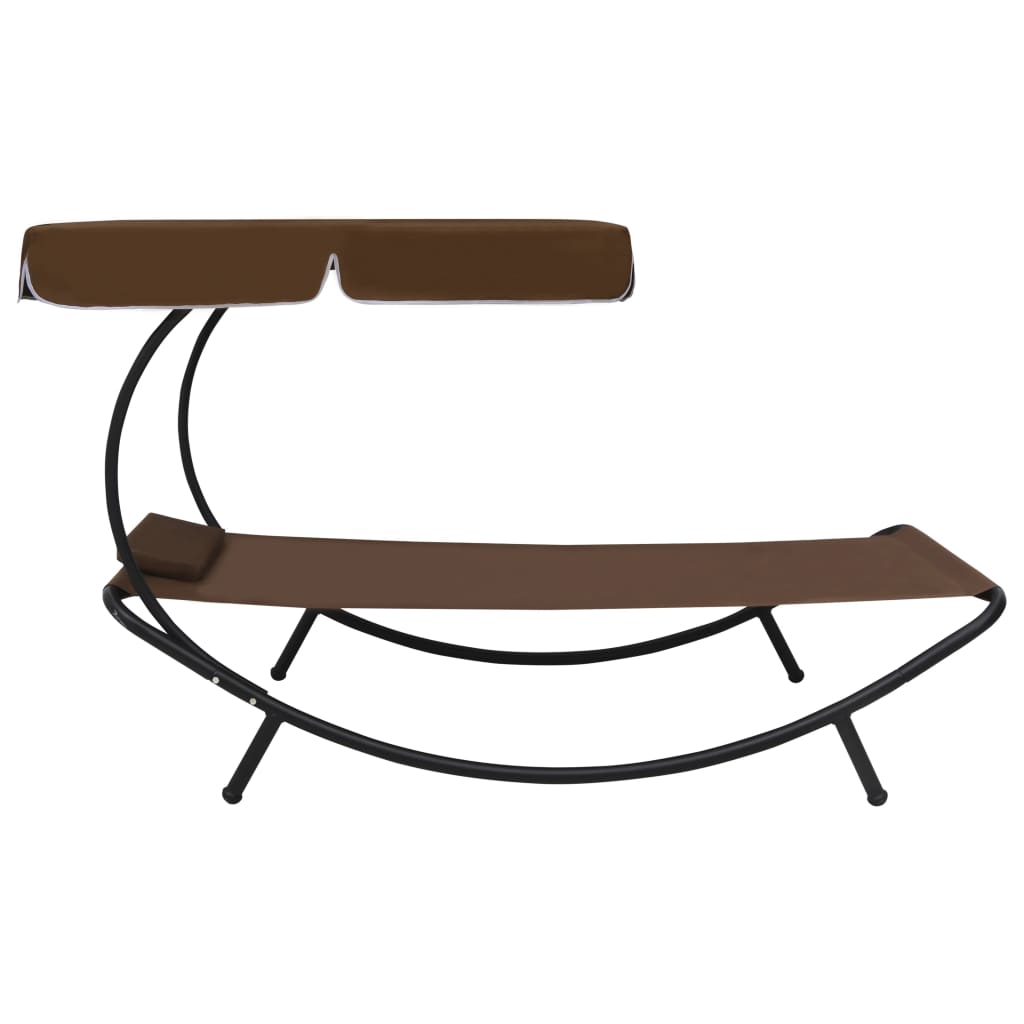 vidaXL Outdoor Lounge Bed with Canopy & Pillow Brown