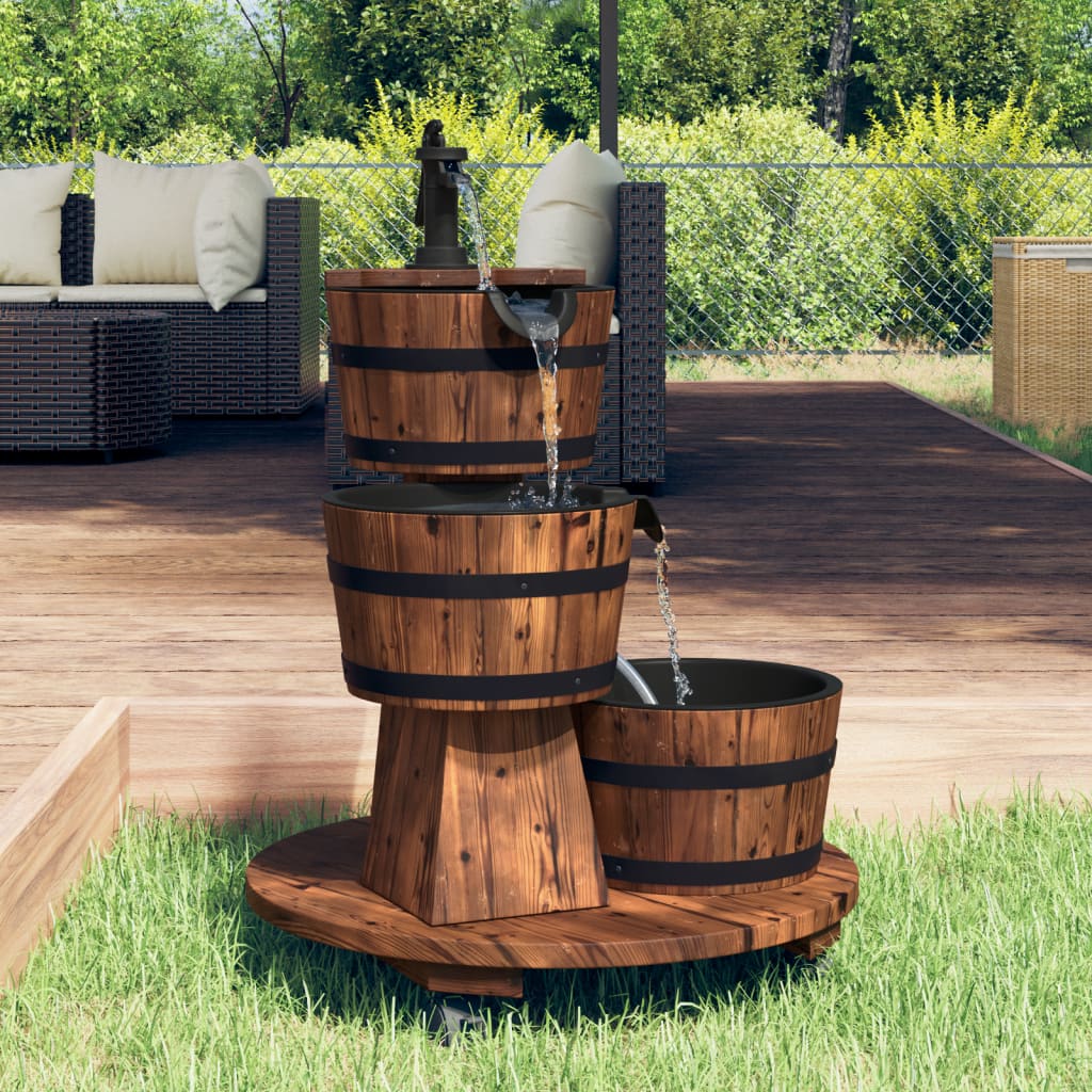 vidaXL Wheeled Water Fountain with Pump 55x55x80 cm Solid Wood Fir