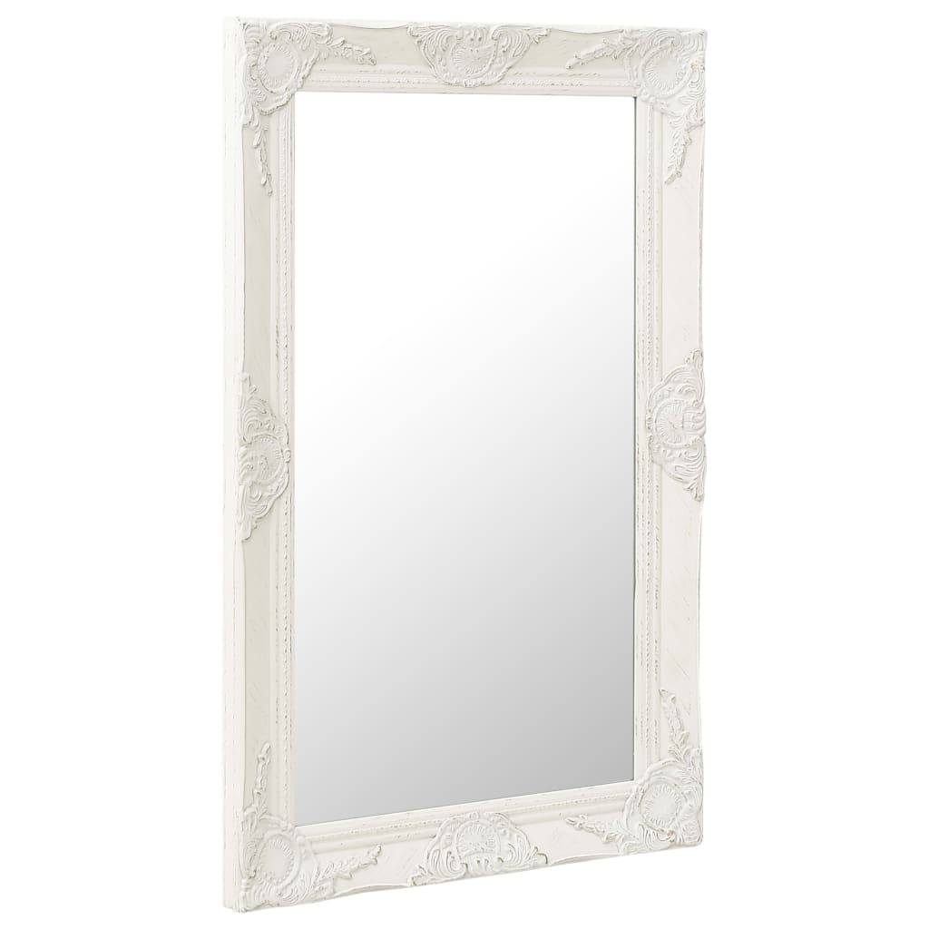 vidaXL Wall Mirror Baroque Style 50x80 cm White