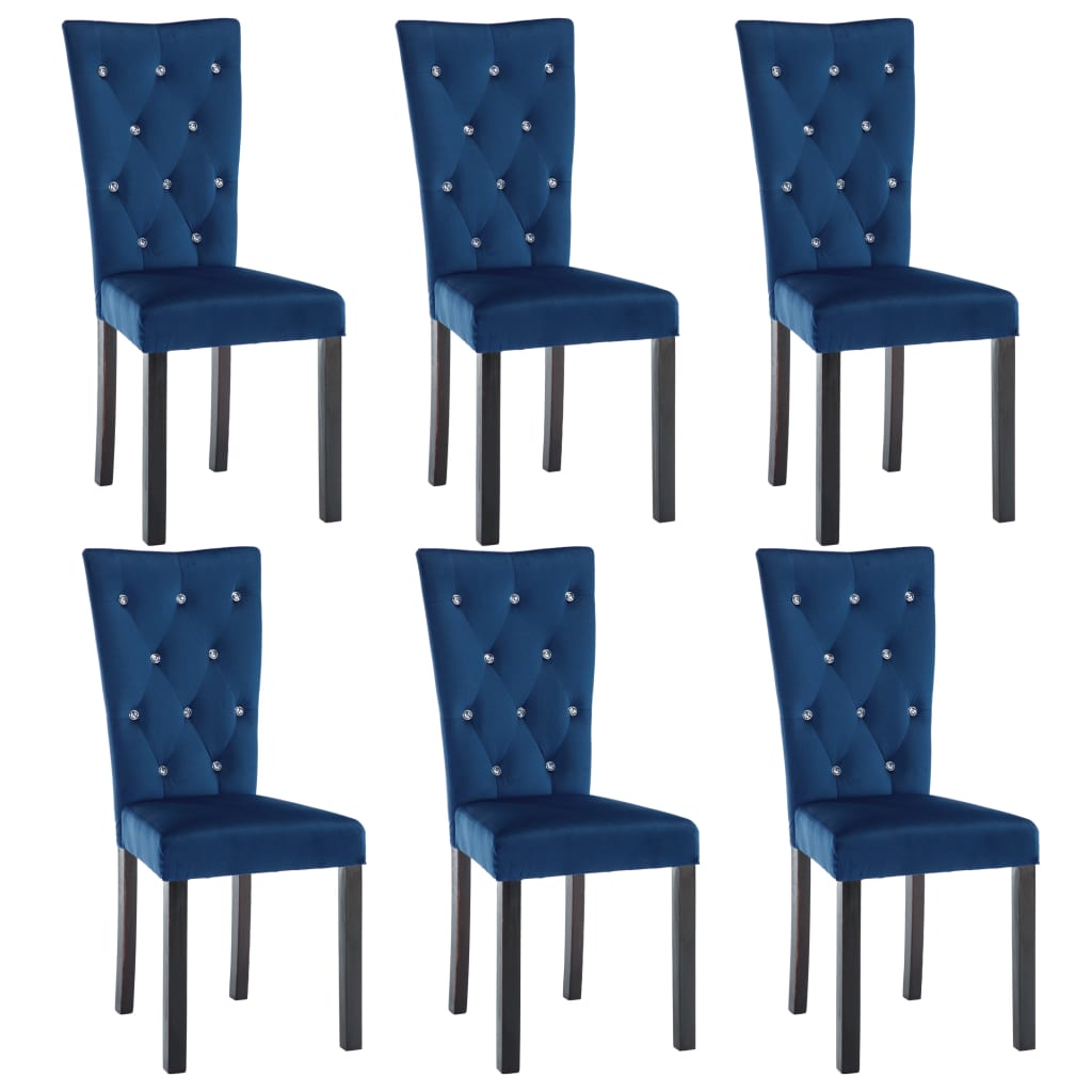 vidaXL Dining Chairs 6 pcs Dark Blue Velvet
