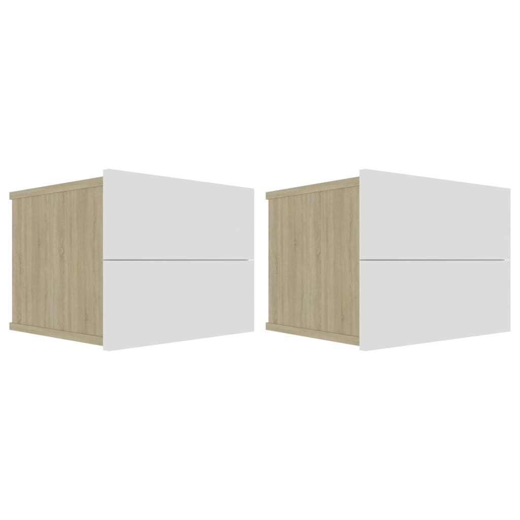 vidaXL Bedside Cabinets 2 pcs White and Sonoma Oak 40x30x30 cm Engineered Wood