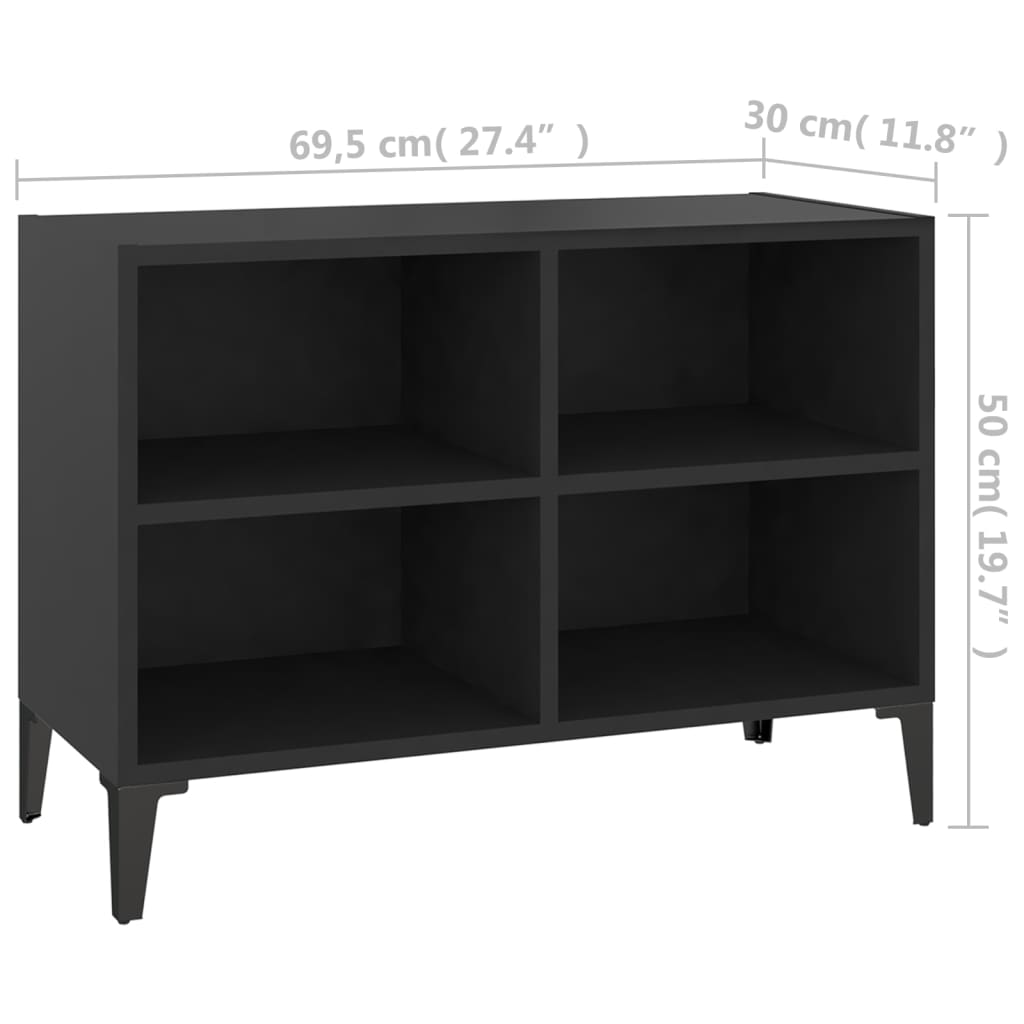 vidaXL TV Cabinet with Metal Legs Black 69.5x30x50 cm