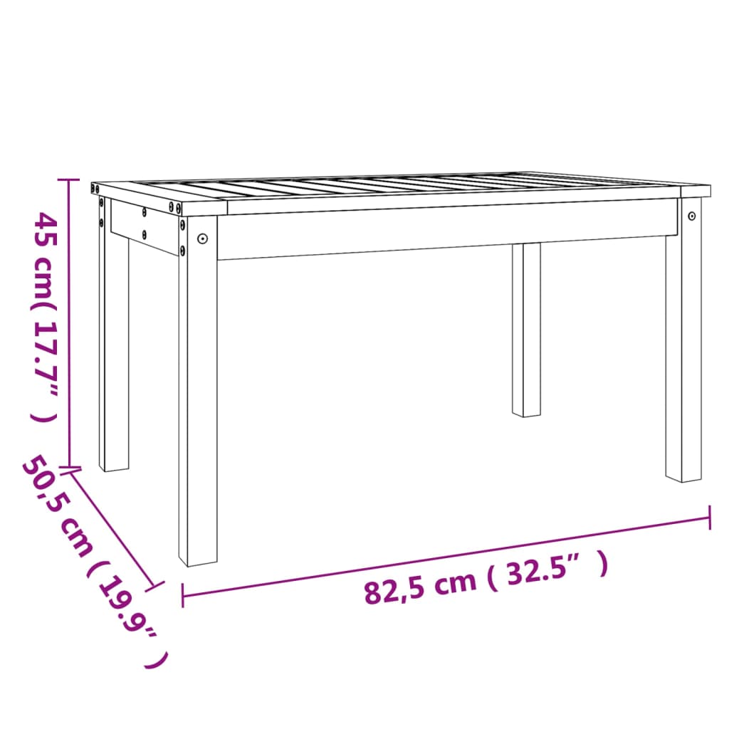 vidaXL Garden Table White 82.5x50.5x45 cm Solid Wood Pine