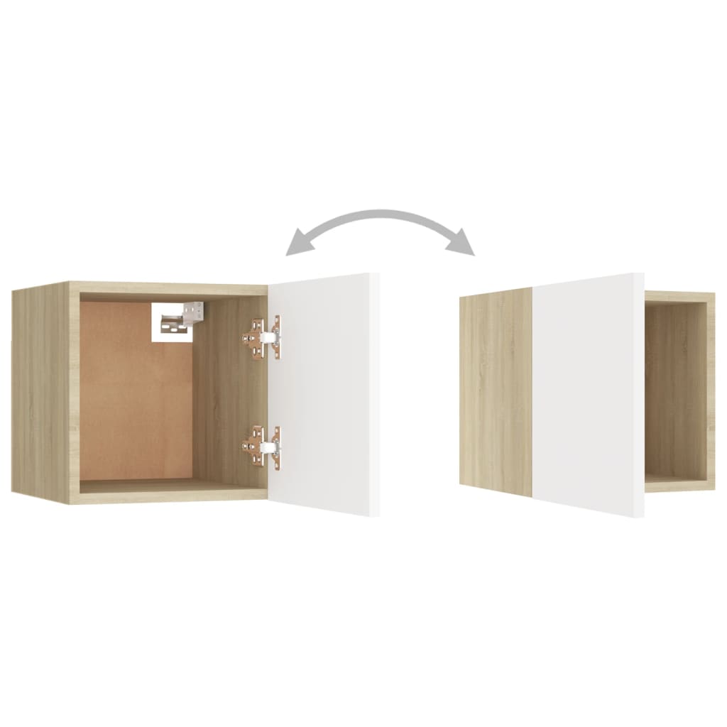 vidaXL Bedside Cabinets 2 pcs White & Sonoma Oak 30.5x30x30 cm Engineered Wood