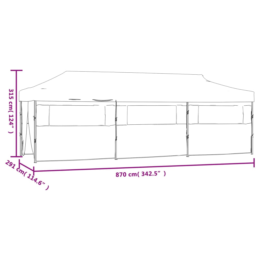 vidaXL Folding Pop-up Party Tent with 8 Sidewalls 3x9 m Cream