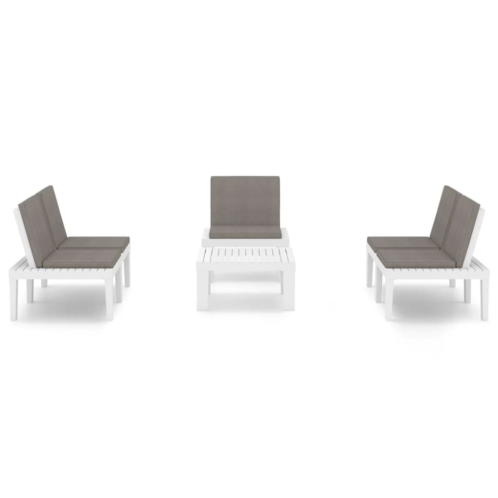 vidaXL 4 Piece Garden Lounge Set with Cushions Plastic White