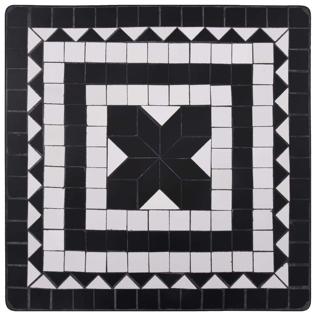 vidaXL Mosaic Bistro Table Black and White 60 cm Ceramic