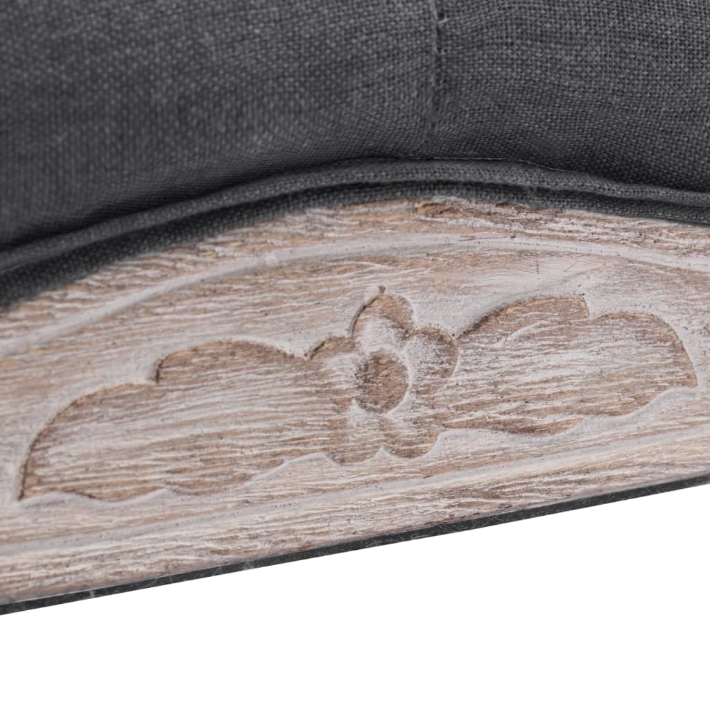 vidaXL Bench Dark Grey 110x38x48 cm Linen and Solid Wood