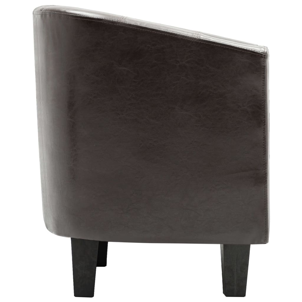 vidaXL Tub Chair with Footstool Dark Brown Faux Leather