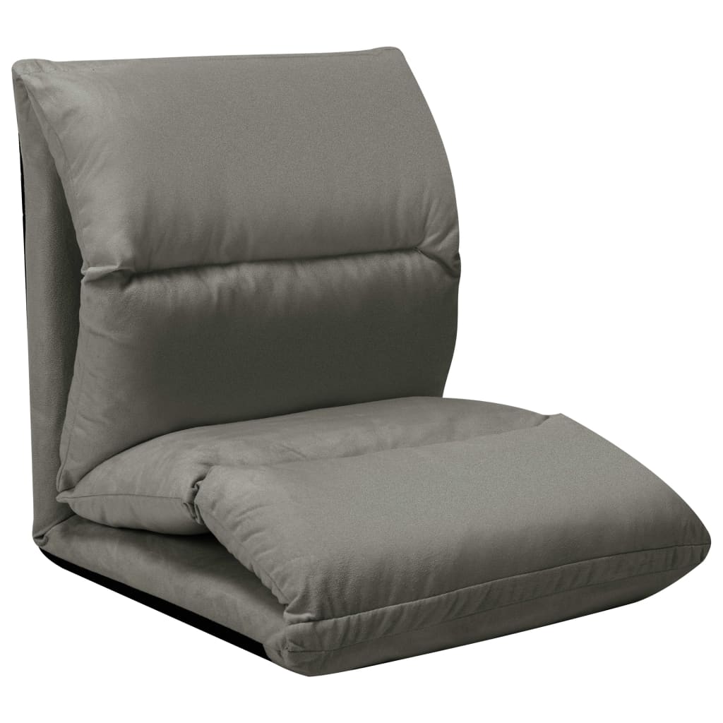 vidaXL Folding Floor Chair Dark Grey Microfibre