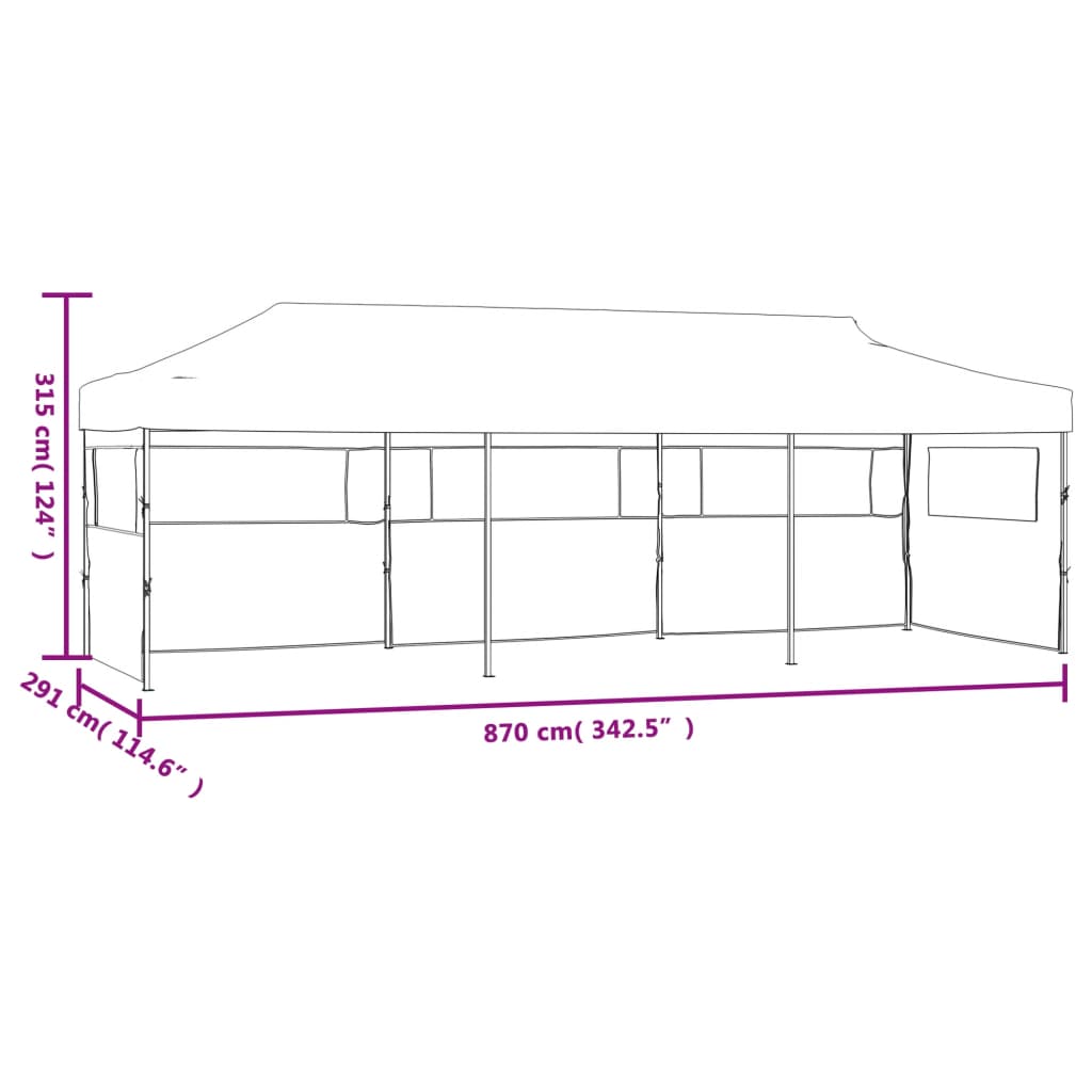 vidaXL Folding Pop-up Party Tent with 5 Sidewalls 3x9 m Cream