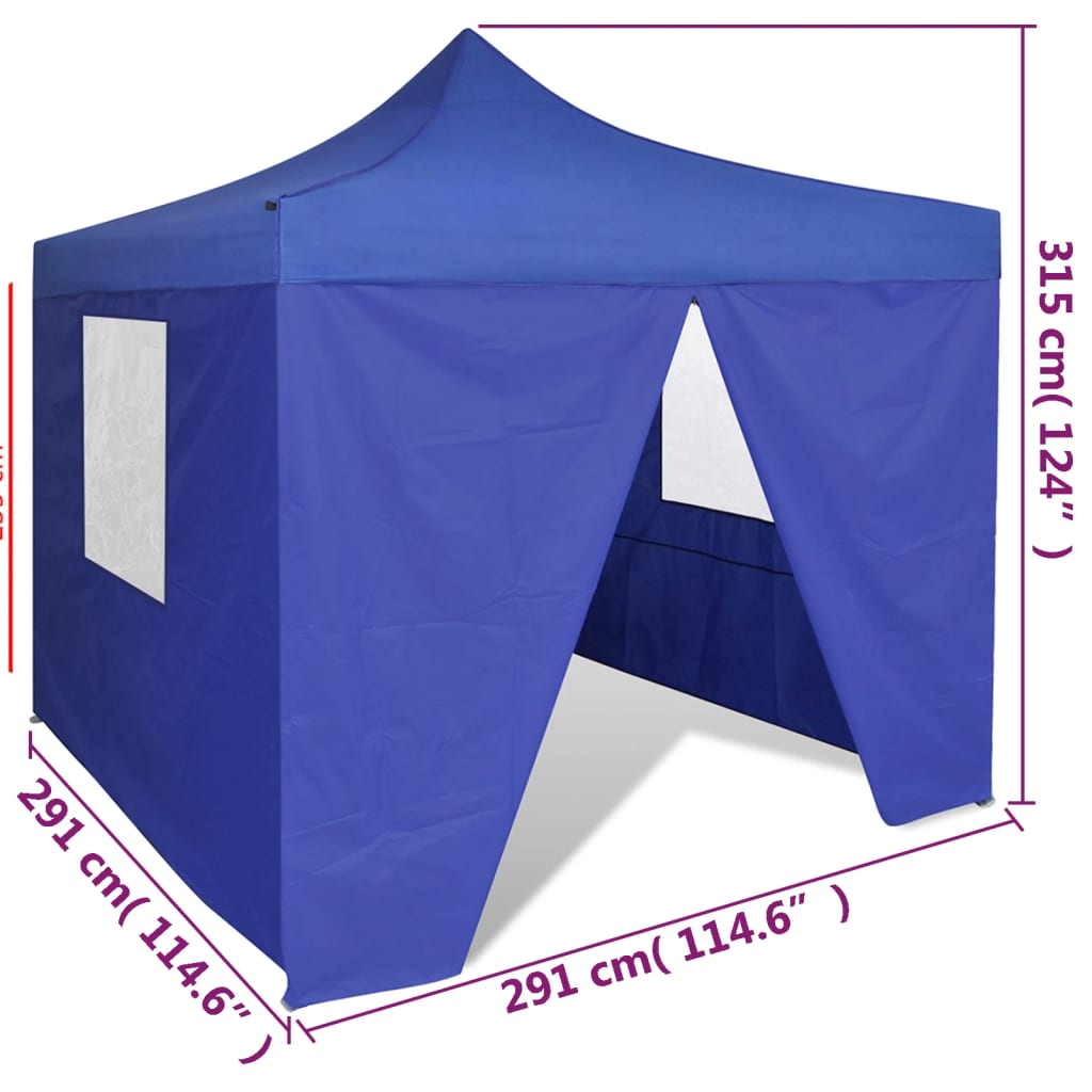 vidaXL Foldable Tent 3x3 m with 4 Walls Blue