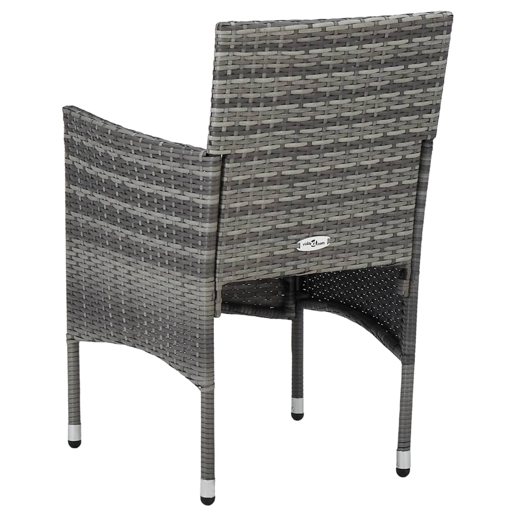 vidaXL Garden Dining Chairs 2 pcs Poly Rattan Grey