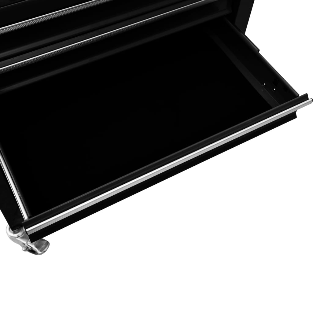 vidaXL Tool Trolley with 4 Drawers Steel Black