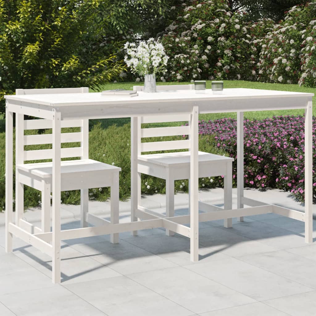 vidaXL Garden Table White 203.5x90x110 cm Solid Wood Pine