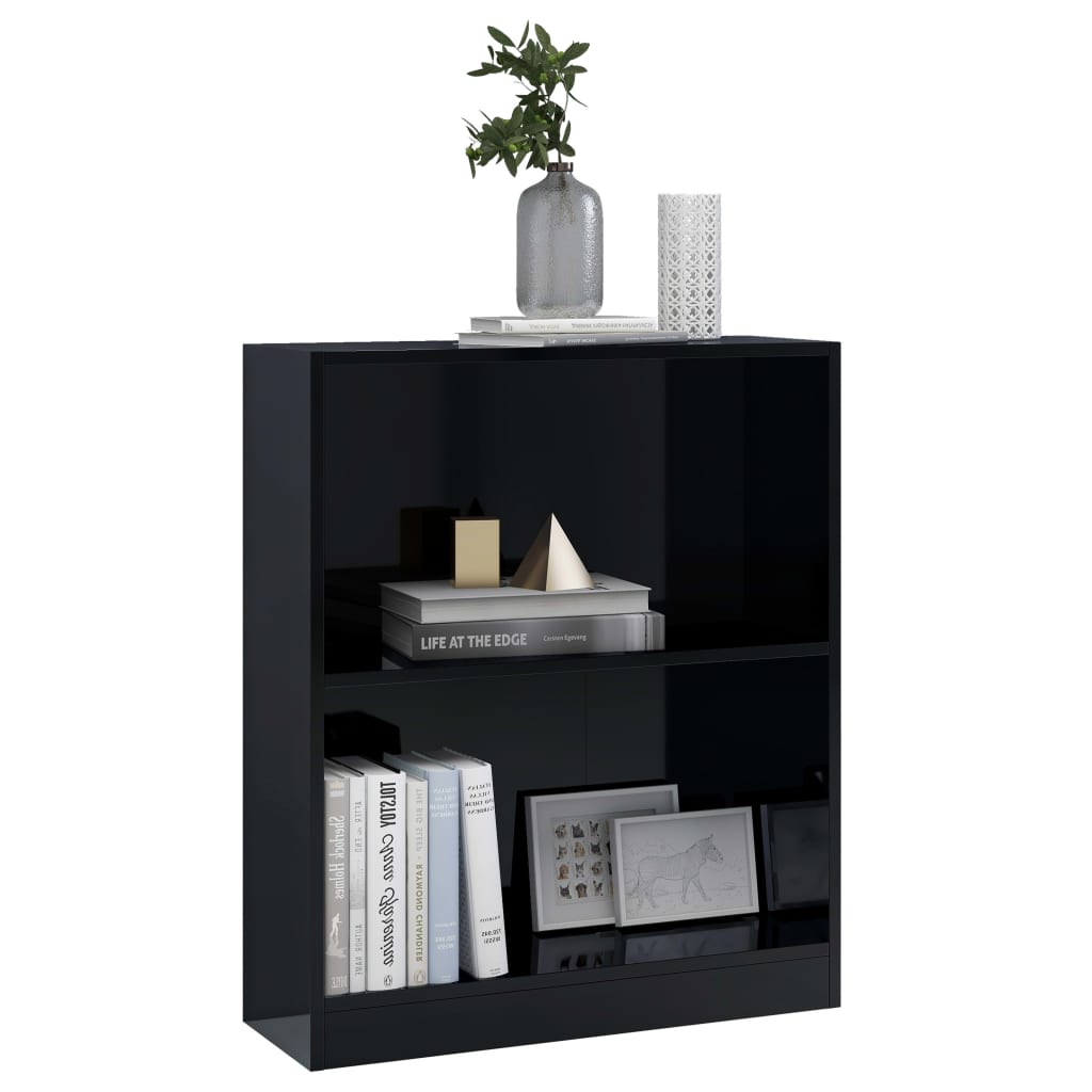 vidaXL Bookshelf High Gloss Black 60x24x74.5 cm Engineered Wood