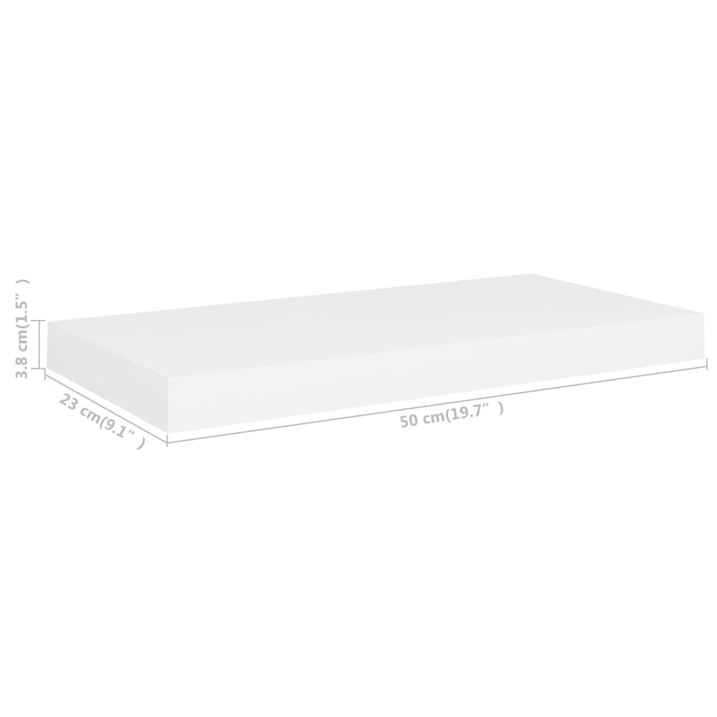 vidaXL Floating Wall Shelves 2 pcs White 50x23x3.8 cm MDF