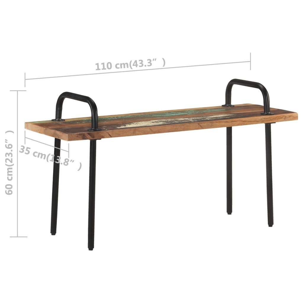 vidaXL Bench 110 cm Solid Reclaimed Wood
