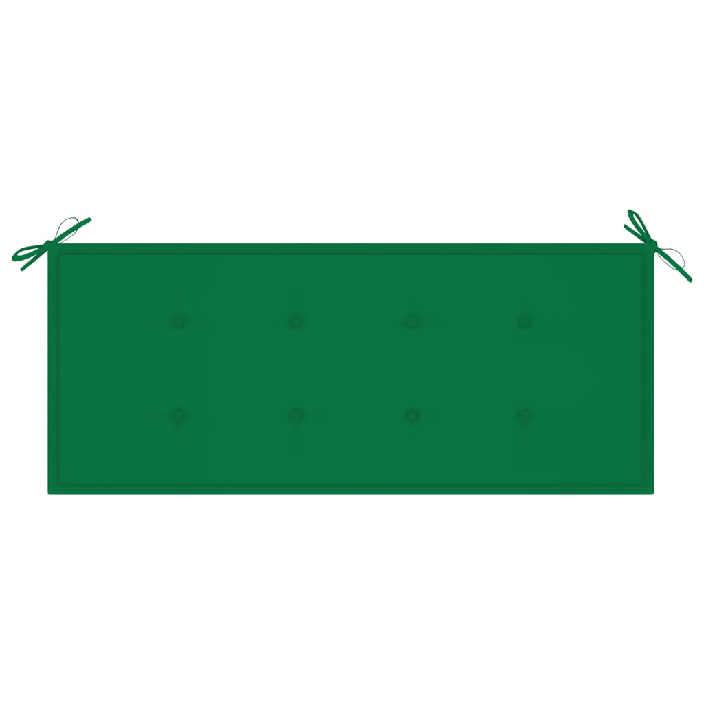 vidaXL Batavia Bench with Green Cushion 120 cm Solid Teak Wood