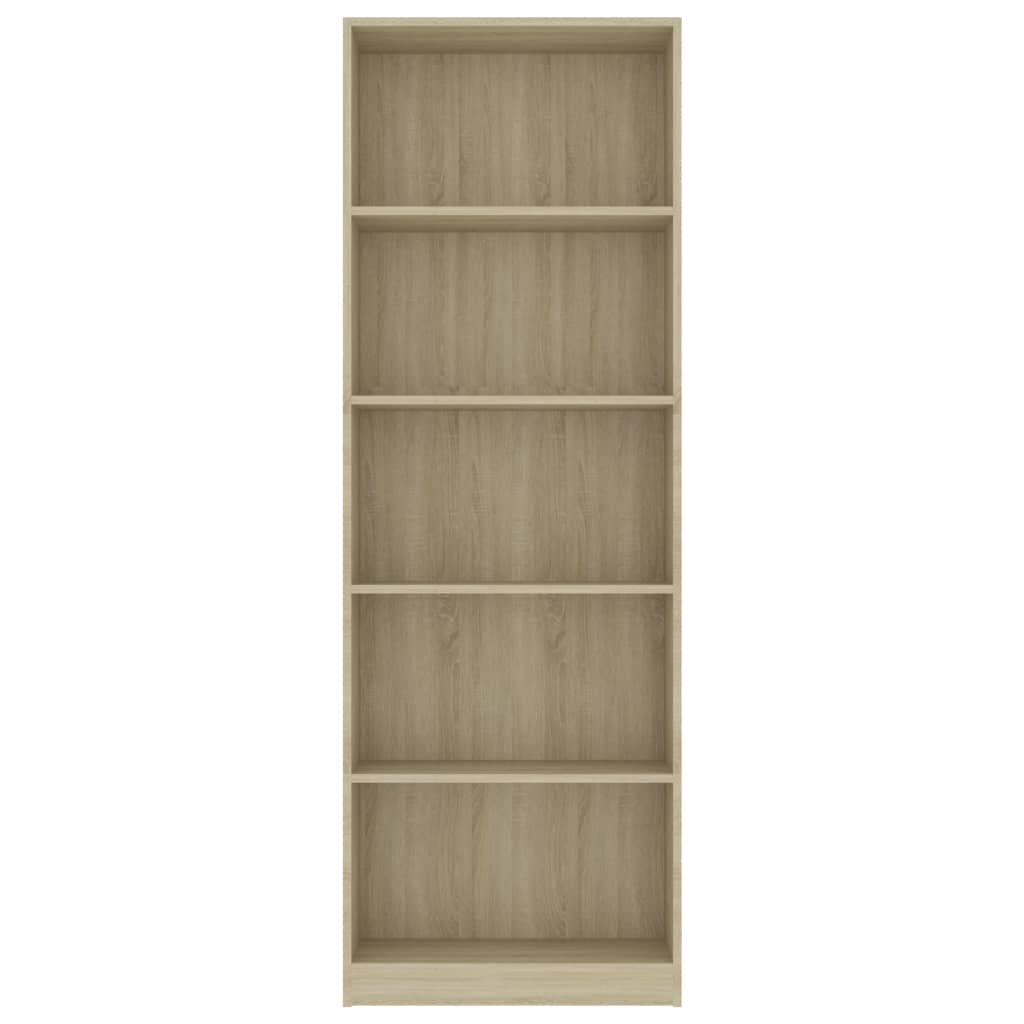 vidaXL 5-Tier Book Cabinet Sonoma Oak 60x24x175 cm Engineered Wood