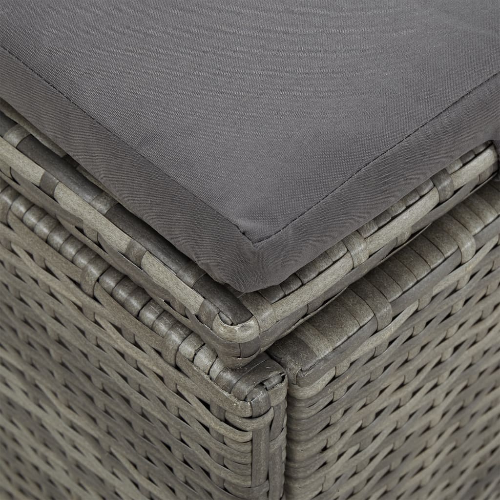 vidaXL Convertible Sun Bed with Cushions Poly Rattan Dark Grey