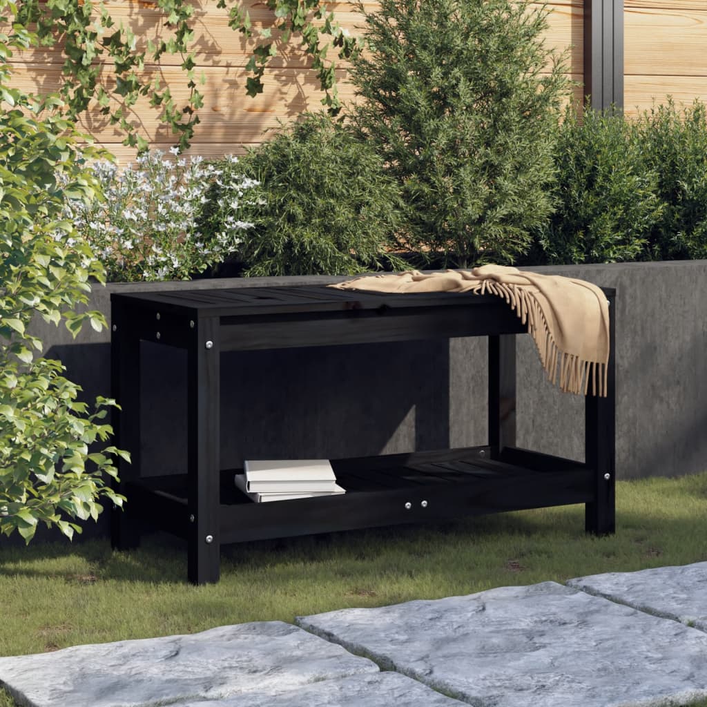 vidaXL Garden Bench Black 82.5x35x45 cm Solid Wood Pine