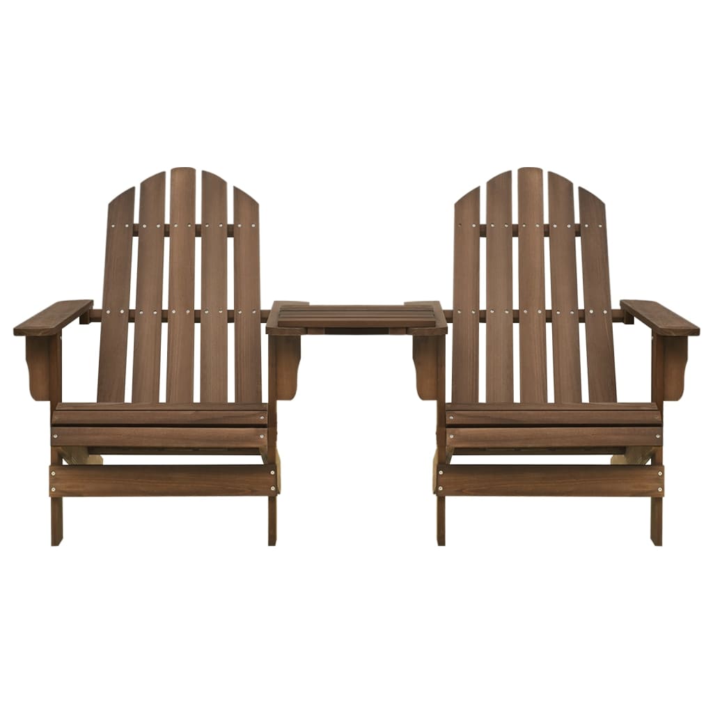 vidaXL Garden Adirondack Chairs with Tea Table Solid Fir Wood Brown