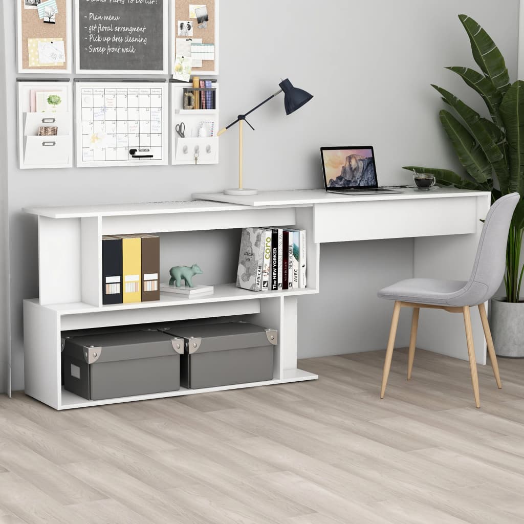 vidaXL Corner Desk White 200x50x76 cm Engineered Wood