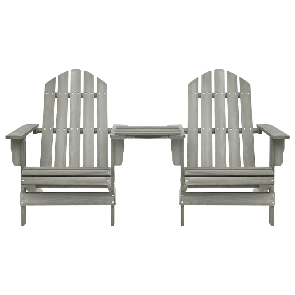 vidaXL Garden Adirondack Chairs with Tea Table Solid Fir Wood Grey