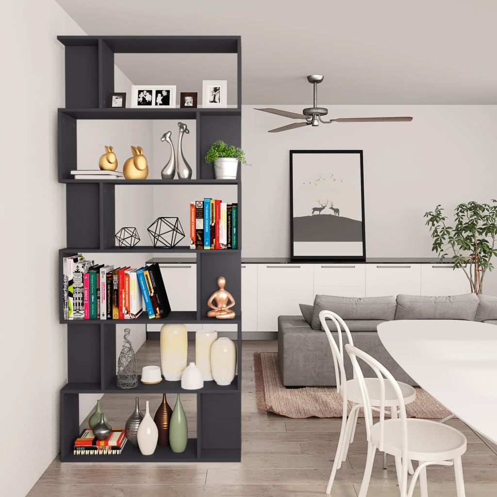 vidaXL Book Cabinet/Room Divider Grey 80x24x192 cm Engineered Wood