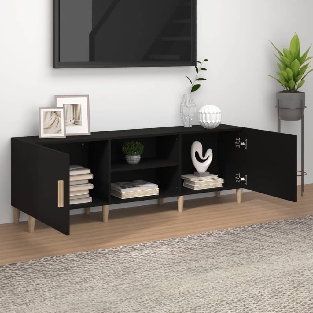 vidaXL TV Cabinet Black 150x30x50 cm Engineered Wood