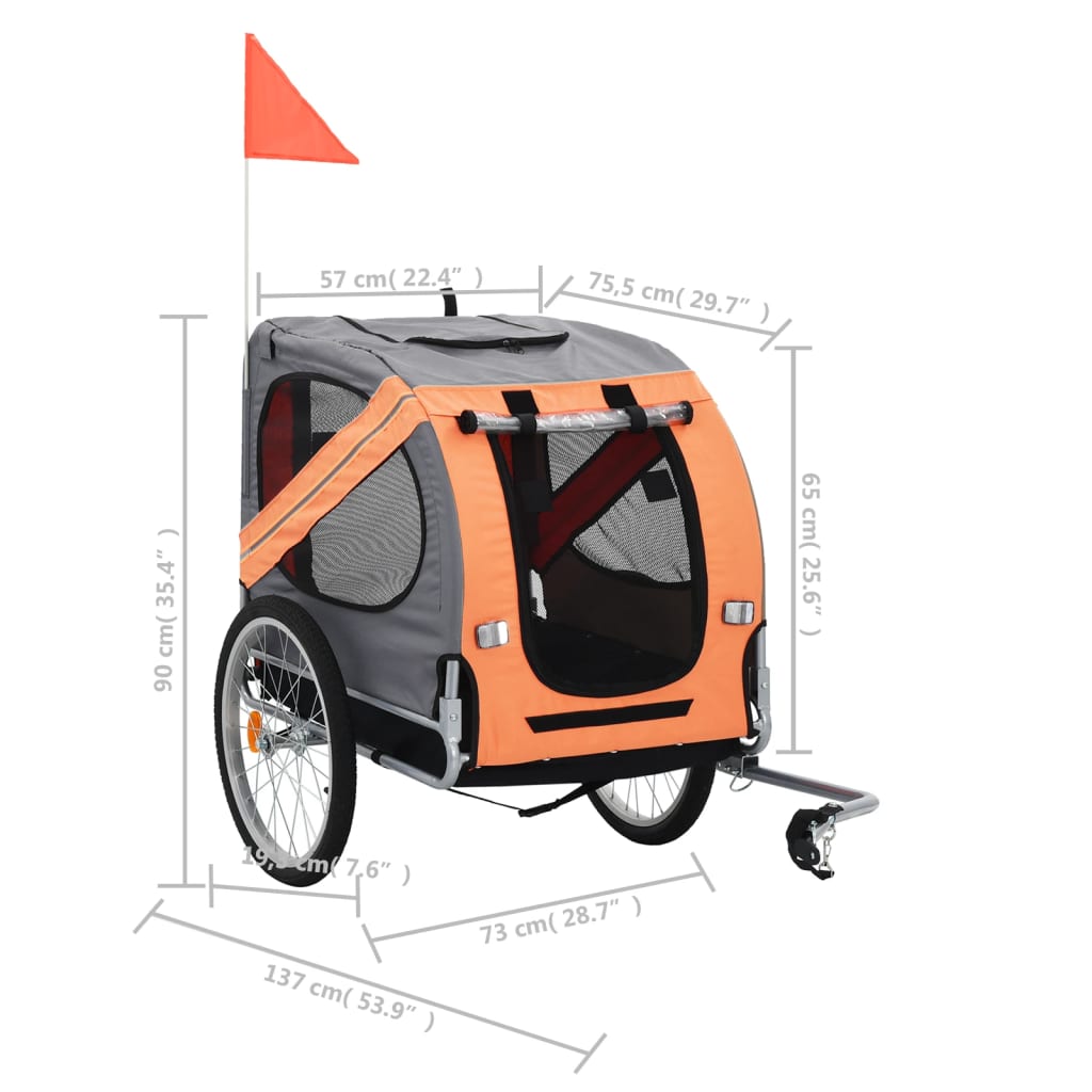 vidaXL Pet Bike Trailer Orange and Grey