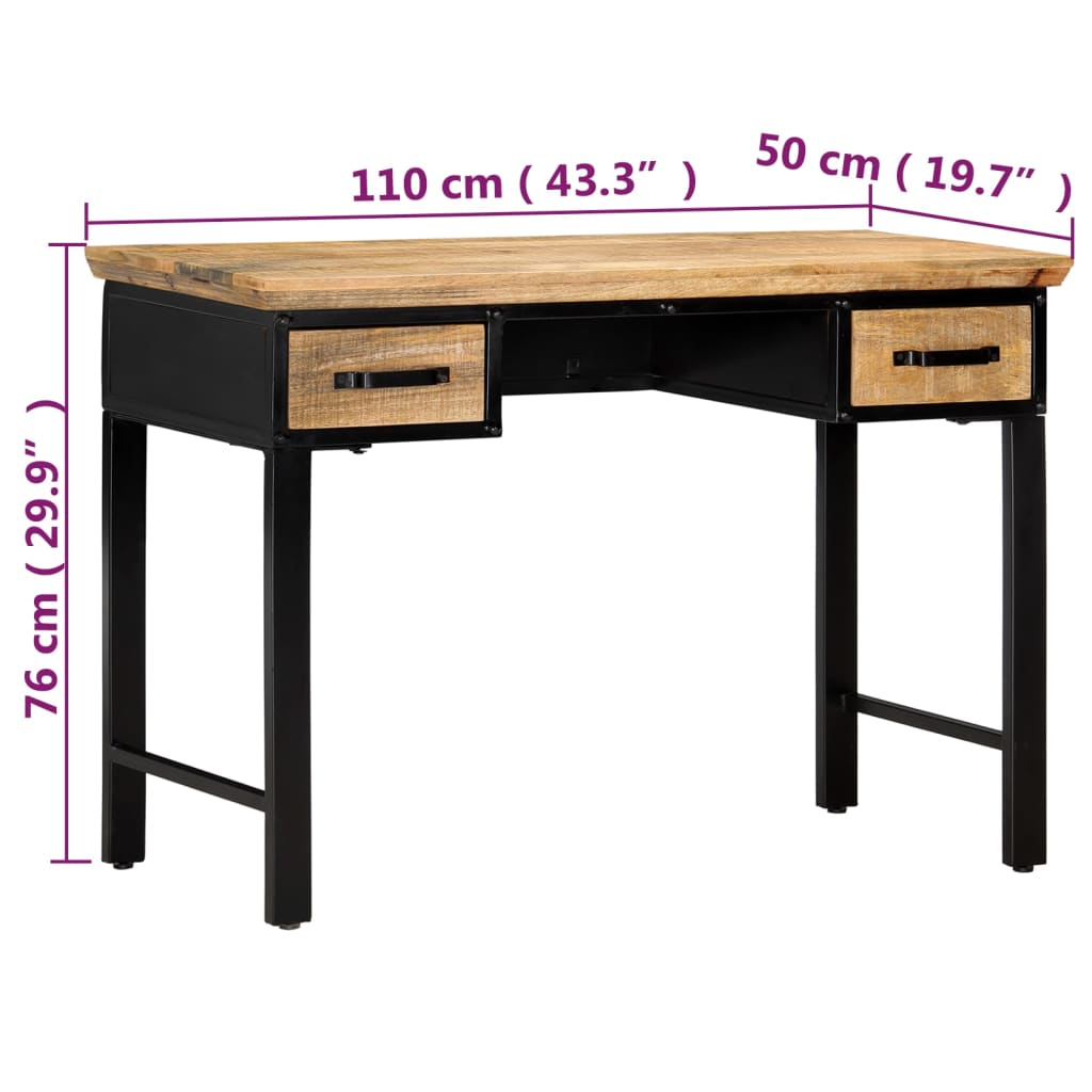 vidaXL Writing Table 110x50x76 cm Solid Mango Wood